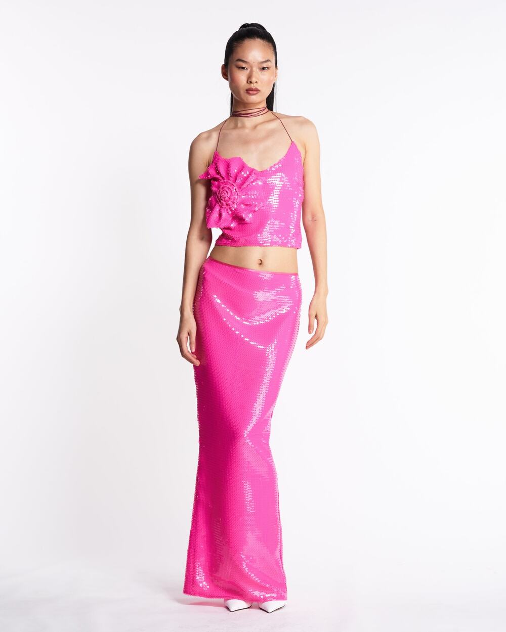 NWT Miscreants Harper Fuchsia Pink Sequin Long Skirt Size 12